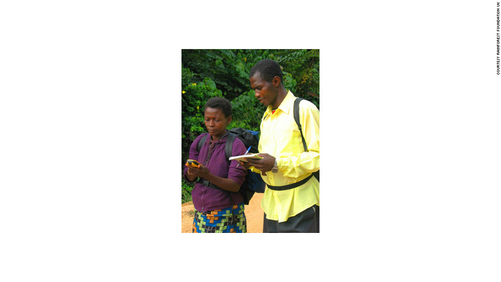 Marie Atosha and Jean Amisi -- community mappers in Inongo, DRC.