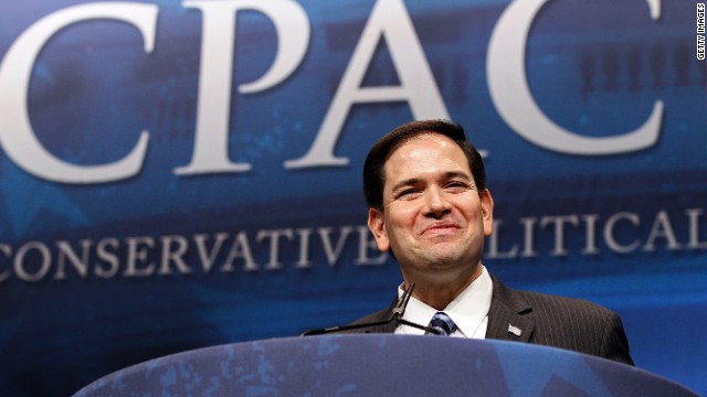 Sen. Marco Rubio (R-FL) delivers a speech titled, &#39;Is America Still an Exceptional Nation?&#39; during the annual Conservative Political Action Conference (CPAC) February 9.