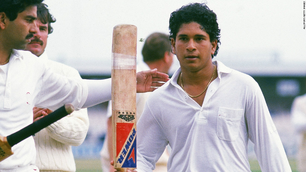 Tendulkar scored his first international century in the five-day format the following year on India&#39;s tour of England, hitting 119 not out in the second Test at Old Trafford.