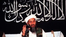 AFGHANISTAN - AUGUST 8:  Undated file picture of Saudi dissident Ossama Bin Ladin in an undisclosed place inside Afghanistan. Ossama Bin Ladin speaks while siting in front of a bannar inscribed basic Islamic tenet in Afghanistan. The billionaire Bin Ladin, member of a family of wealthy Saudi construction tycoon, is blamed for two bomb blasts in his home country in 1995-96 that killed 24 US servicemen. AFP PHOTO  (Photo credit should read AFP/AFP/Getty Images)