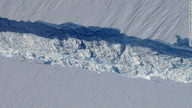 The birth of an iceberg on Pine Island Glacier in West Antarctica in October 2011. 