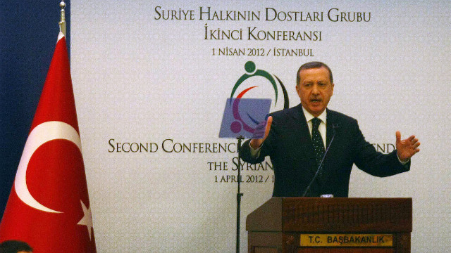 Turkish Prime Minister Recep Tayyip Erdogan speaks at the &#39;Friends of Syria&#39; conference in Istanbul.