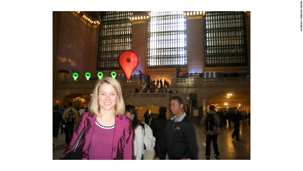 Mayer says every new product raises users&#39; expectations. Here, Mayer is at Grand Central Station in New York for the launch of the Transit feature on Google Maps in 2008.