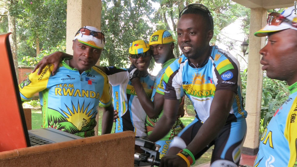 Team Rwanda&#39;s Rafiki Uwimana on a velotron, which measures energy output in watts, to give an indication of a rider&#39;s competitive potential.