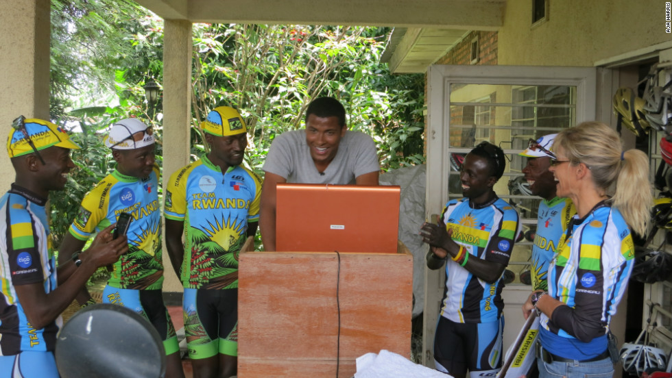 Inside Africa&#39;s Errol Barnett tests his cycling power on Team Rwanda&#39;s velotron.