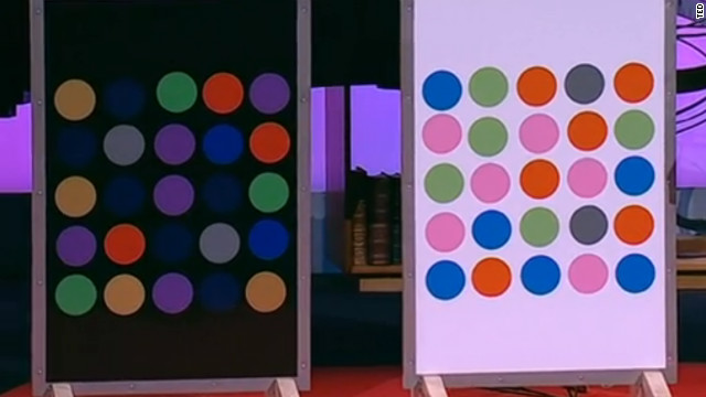Can you guess which colored dots are the same on both panels? For the answer, watch the TED talk video linked below.
