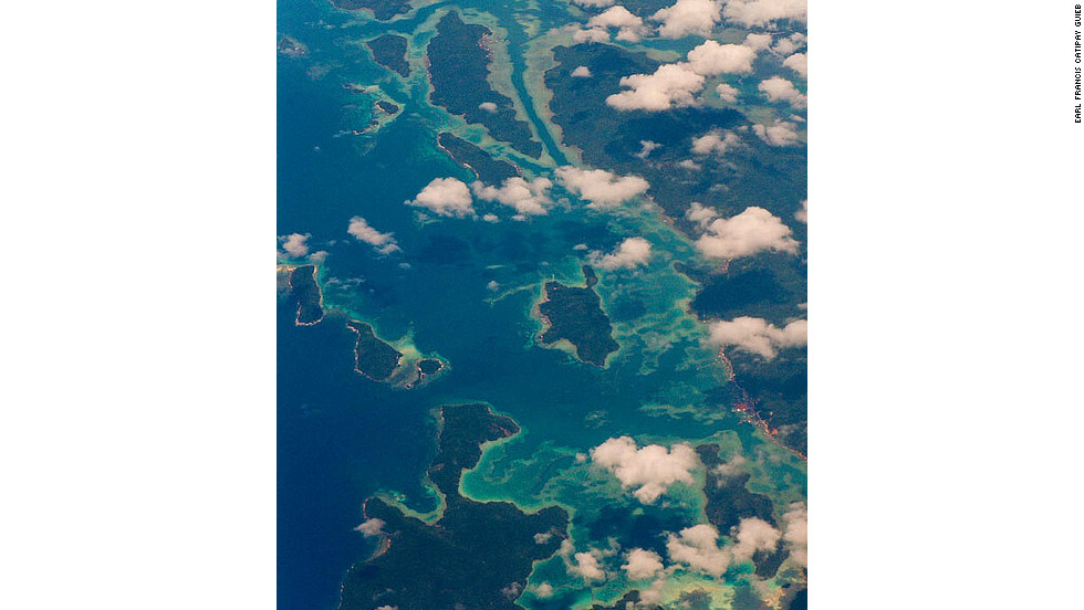 The enticing tropical waters of the Anambas Islands, Indonesia, as glimpsed from high above.
