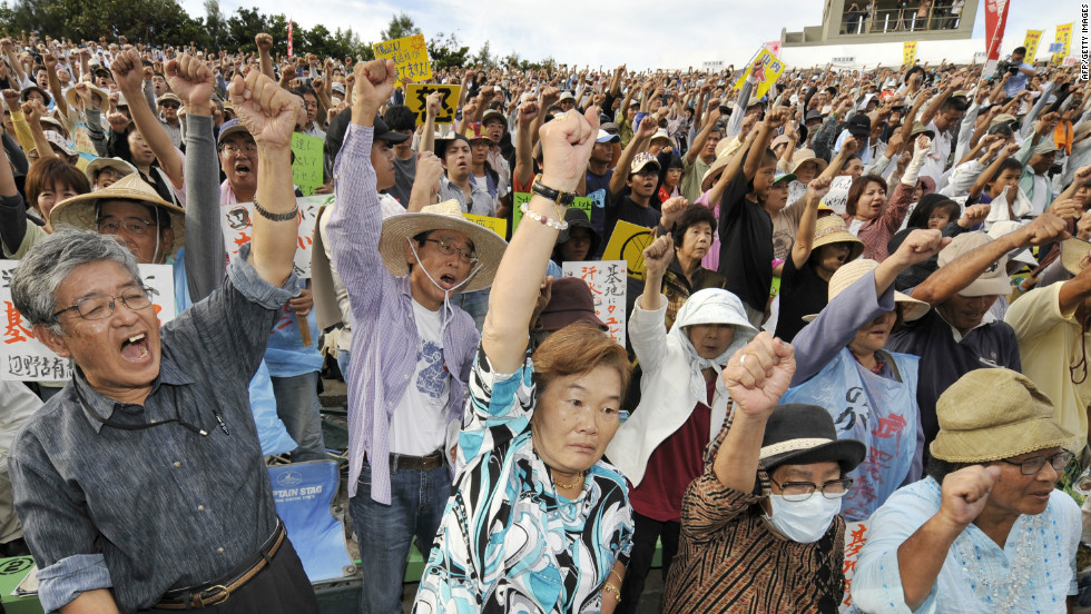 The U.S. and Japan are close allies, but many Japanese resent -- and here in 2009, protested -- the heavy U.S. military presence in Okinawa. 