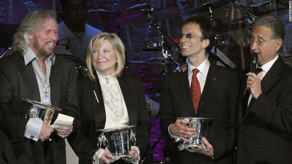 Barry and Robin share the stage with Yvonne Gibb (wife of Maurice, who died in 2003) and BMI CEO Del Bryant at the BMI Pop Awards in Beverly Hills, California, in 2007.