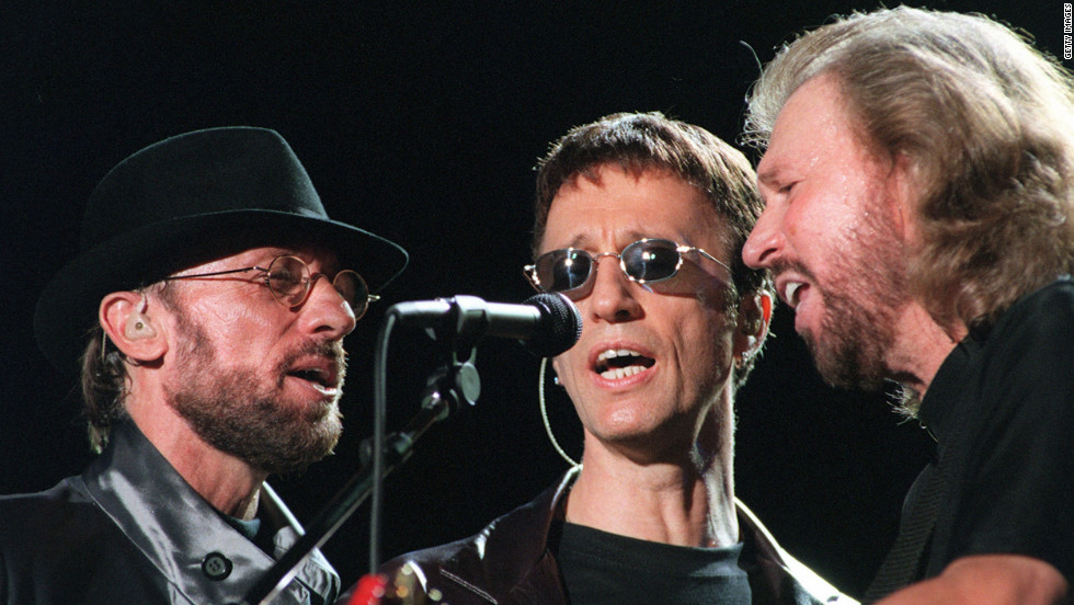 The Bee Gees perform during the &quot;One Night Only&quot; concert at Stadium Australia in Sydney, Australia, in March, 1999.