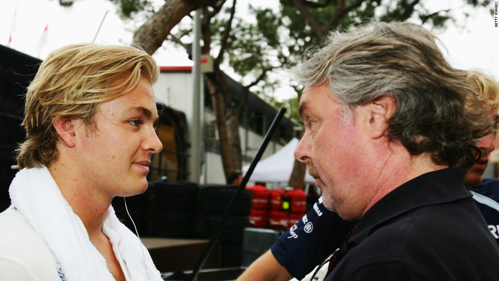 Nico, who was born in Germany, gets some one-on-one advice from Finnish father Keke. Now 63, he won the world title in 1982 with Williams.