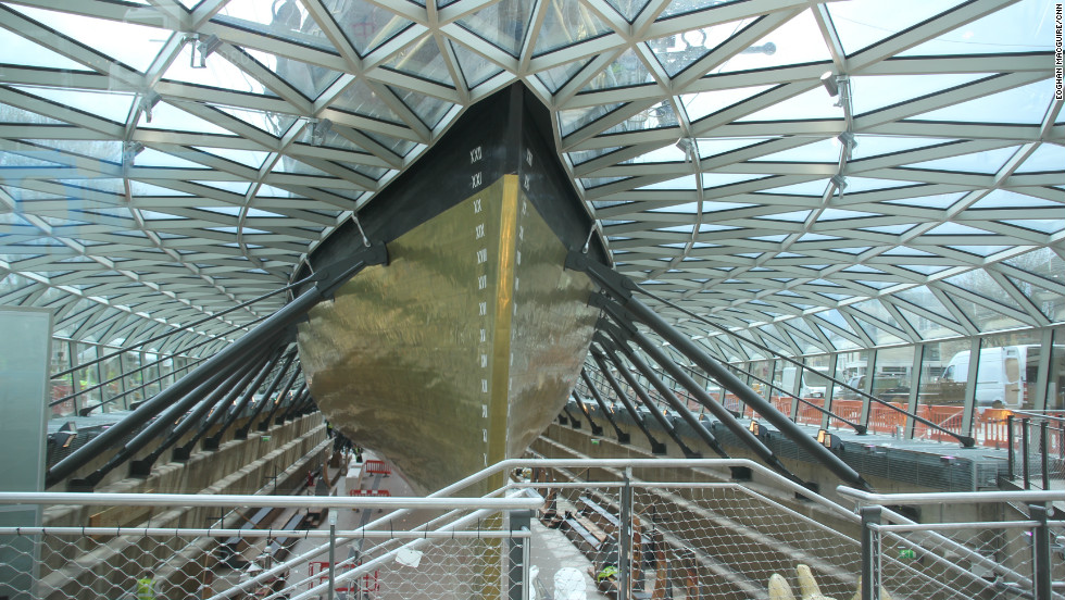 Vistors will now be able to walk underneath the ship after the restoration project raised it 11 feet in the air.