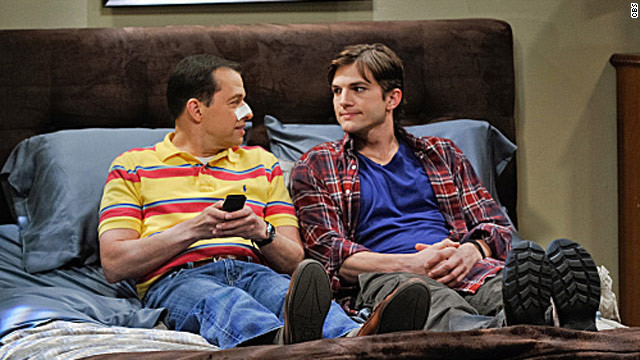 Jon Cryer and Ashton Kutcher in &quot;Two and a Half Men.&quot; 