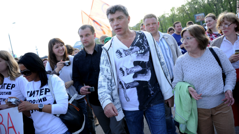 Leading opposition figure Boris Nemtsov, center, was also among the demonstrators who were arrested.