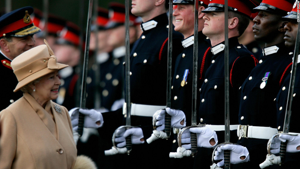 Since the death of Diana, the queen&#39;s popularity has enjoyed a revival as she continues to preside over what appears to be a softer, more accessible modern royal family. Here, she attends her grandson Prince Harry&#39;s graduation from the Royal Military Academy at Sandhurst, southern England in 2006. 