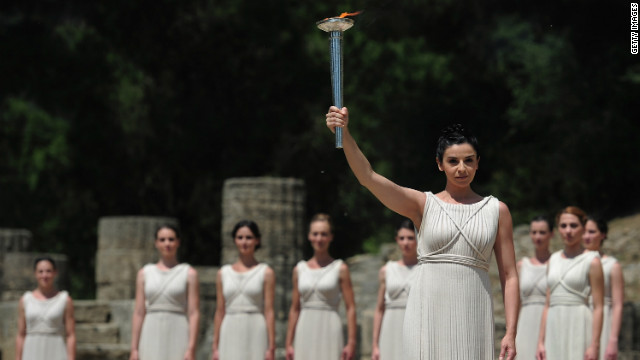 London&#39;s Olympic torch lit in Greece