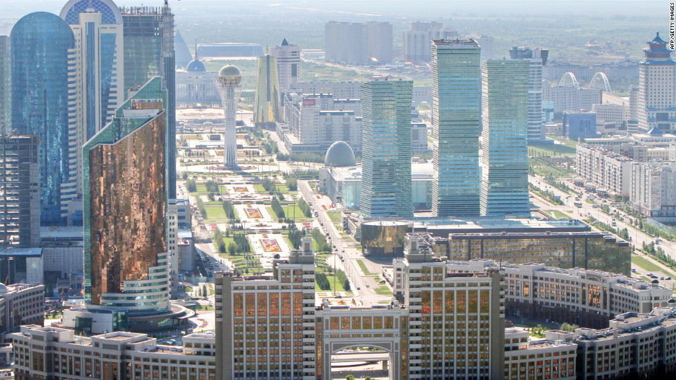 An aerial view of the city of Astana, taken on July 28, 2011. It was known as Akmola until 1998, renamed Tselinograd under Soviet rule from 1961-1992, and before that was called Akmolinsk.