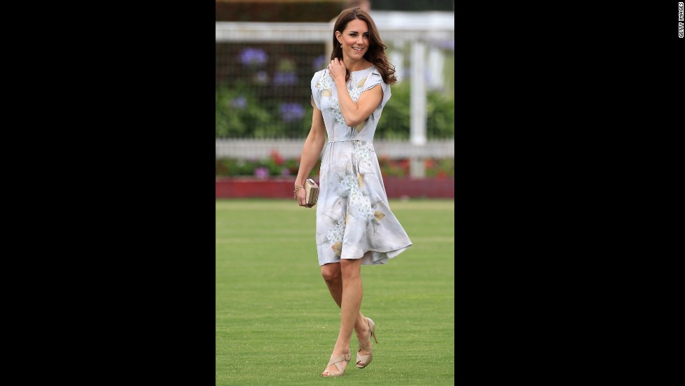 Earlier that day, Kate attended the Foundation Polo Challenge wearing a knee-length, floral Jenny Packham dress.