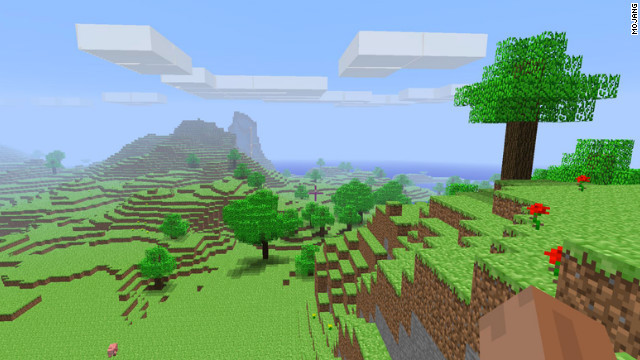 Minecraft allows players to build constructions out of textured cubes in a 3-D world. 