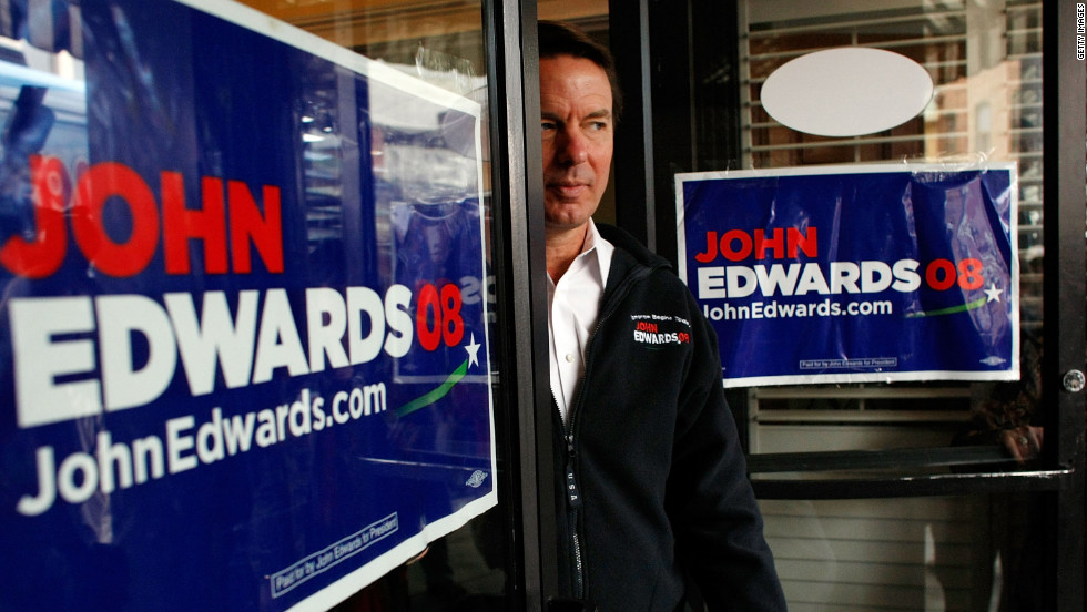 Days before South Carolina&#39;s 2008 Democratic primary, Edwards speaks to the press in Bennettsville.