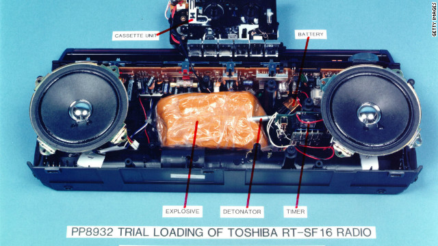  A Mock-Up Of The Explosives-Loaded Toshiba Cassette Recorder Which Blew Up Pan Am Flight 103 Over Lockerbie In 1988 Is On Display January 31, 2001