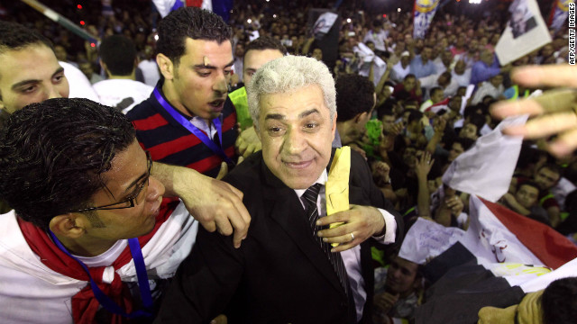Egyptian presidential candidate Hamdeen Sabahy listens to supporters during a campaign rally in the city of Mansura on Friday.