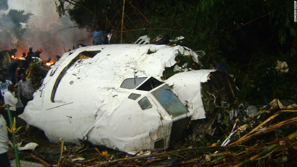A Hewa Bora Airways plane crashed on July 8, 2011, while trying to land in bad weather at the airport in Kisangani, Democratic Republic of Congo. At least 74 of the 118 people on board were killed.