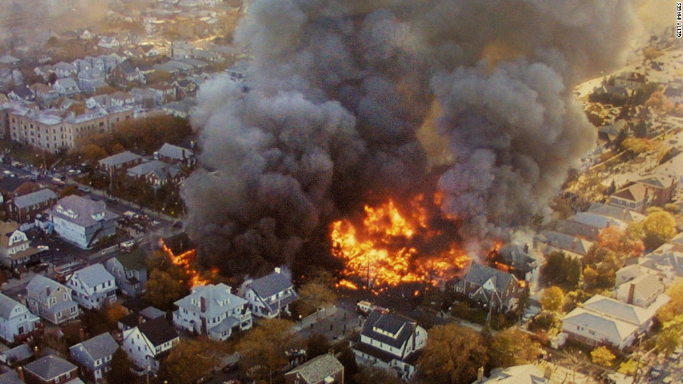 An American Airlines plane crashed in Belle Harbor, Queens, shortly after takeoff from John F. Kennedy Airport on November 12, 2001. The crash killed 265 people, including five people on the ground.