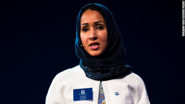 Manal al-Sharif, honored for &quot;creative dissent&quot; at the Oslo Freedom Forum, says she hopes her story will inspire Saudi women.