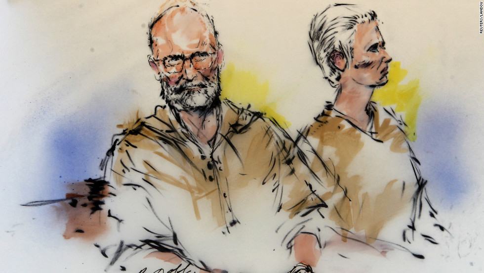 Bulger and Greig are shown during their arraignment in this 2011 courtroom sketch.