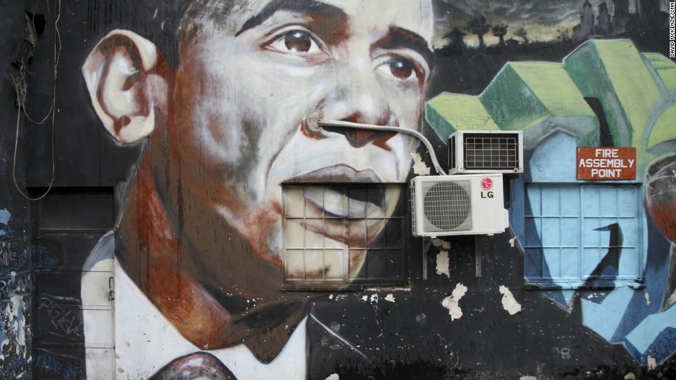 U.S. President Barack Obama is another of the group&#39;s non-corruption paintings.