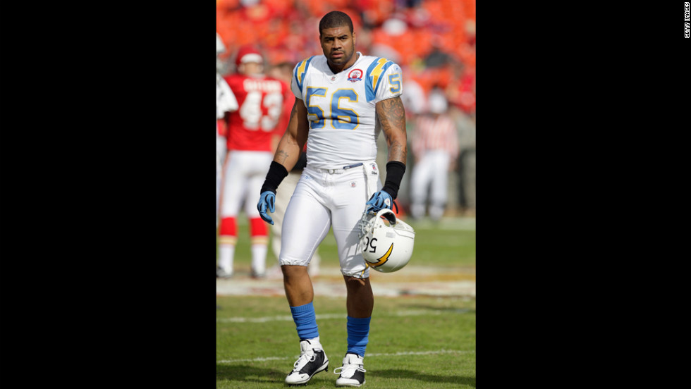 Shawne Merriman, then of the San Diego Chargers, was suspended for four games after testing positive for steroids in 2006. He retired in 2013 after eight NFL seasons.