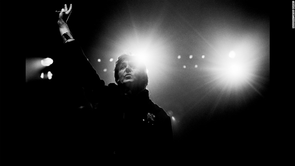 McCartney performs on stage during the Paul McCartney World Tour in Rotterdam, Netherlands, in 1989.