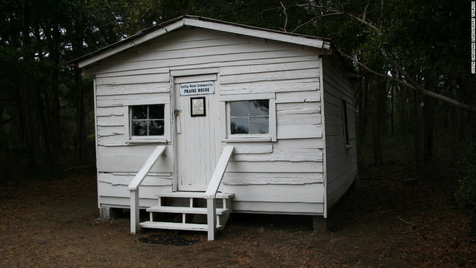 This is one of the praise houses still standing on St. Helena Island, where African-Americans used to gather in small numbers to worship and settle disputes. St. Helena Island, near Beaufort, South Carolina, is at the center of the lowcountry&#39;s Gullah culture.
