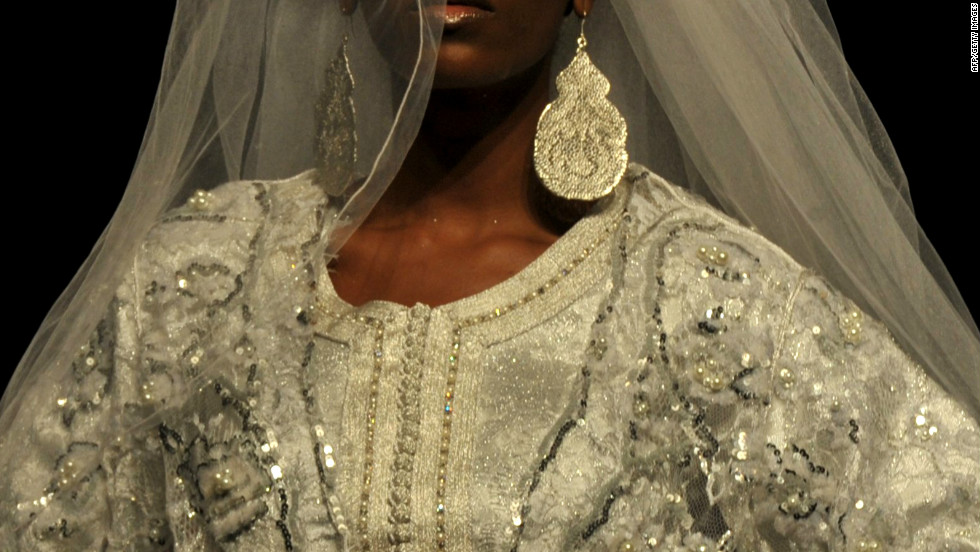 An intricate wedding dress by Moroccan designer Meireym Boussiko.