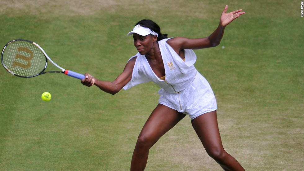 Unlike other grand slams, Wimbledon rules dictate that players must play in all white attire. But some players still put an individual slant on their clothing, including this extravagant effort from five-time champion Venus William in 2011.