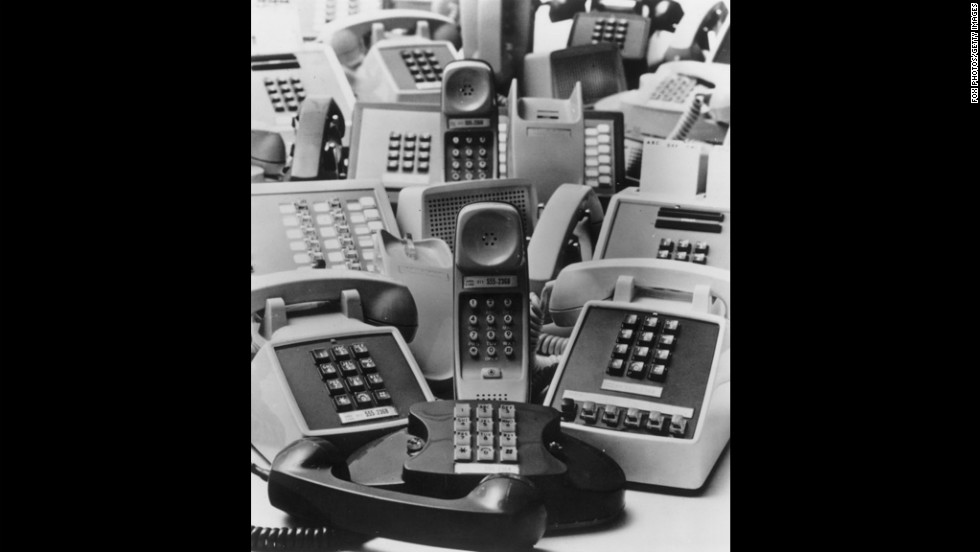 Some of the first push-button phones are pictured here in 1971.