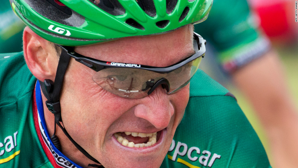 France&#39;s Thomas Voeckler grimaces during one of the course&#39;s many climbs on Tuesday.