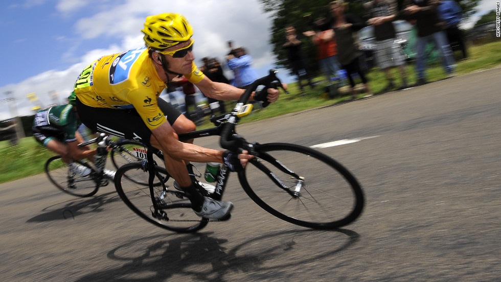 Bradley Wiggins of Great Britain went into Sunday&#39;s stage wearing the yellow jersey as the race&#39;s overall leader.