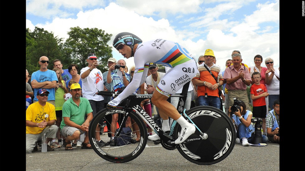 German Tony Martin rides for the Omega Pharma Quick Step team.