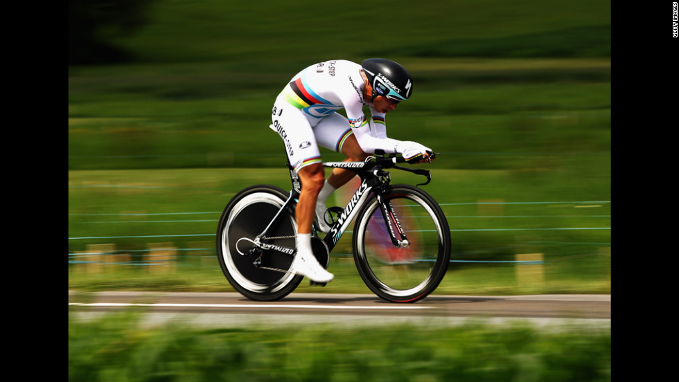 World time trial champion Tony Martin of Germany rides the Stage 9 time trials on Monday, July 9.