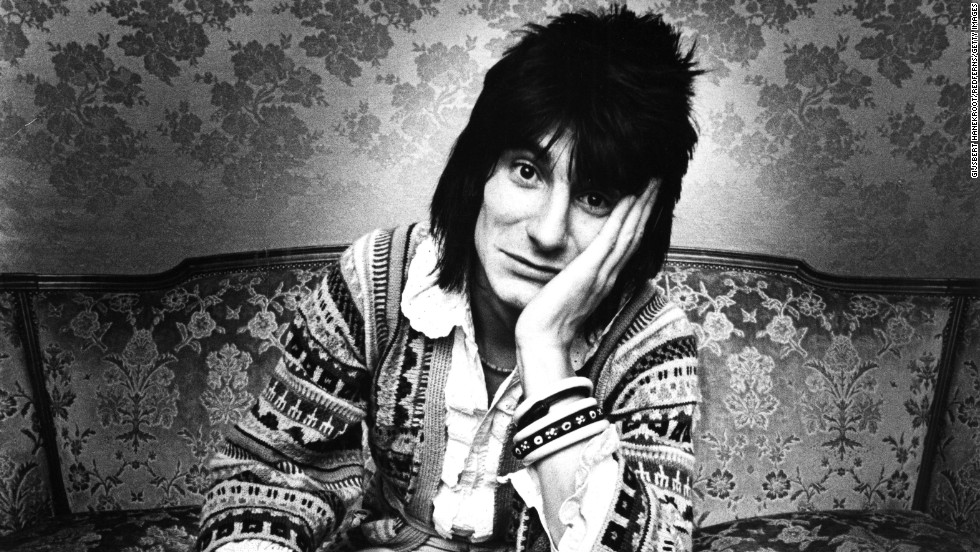 Ronnie Wood, pictured in Brussels, Belgium, in 1976. The guitarist joined the band the previous year, though he continued to collaborate with artists including Rod Stewart, Bob Dylan, Prince and Eric Clapton. 