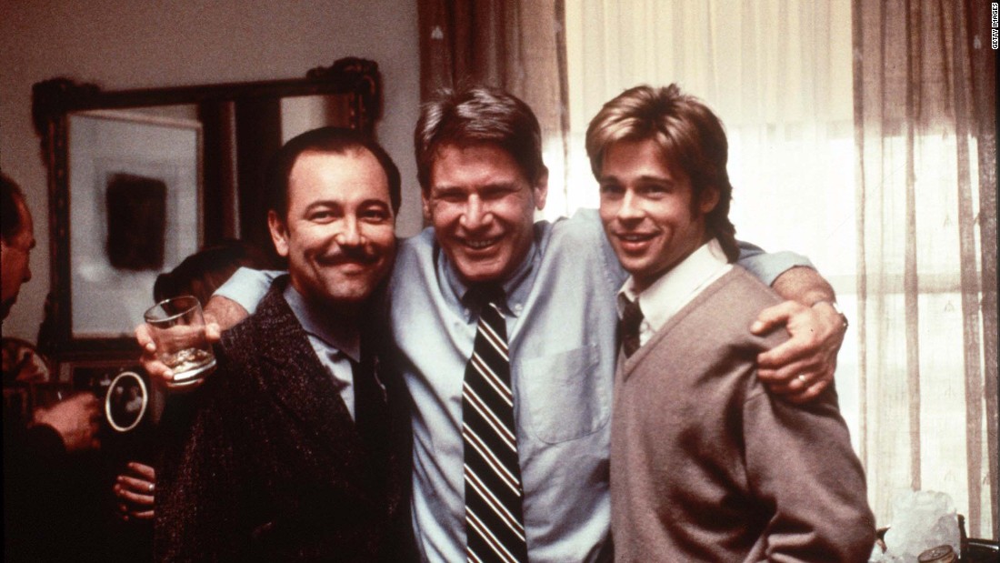 From left, Ruben Blades, Ford and Brad Pitt appear in &quot;The Devil&#39;s Own&quot; in 1997.