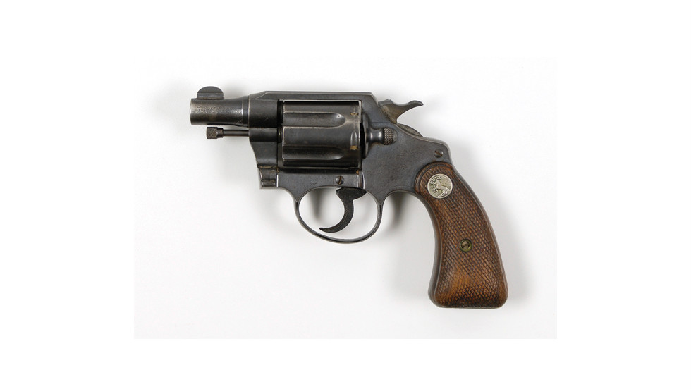 This .38 Detective Special snub-nose revolver was recovered taped to Bonnie Parker&#39;s thigh after she was killed.  