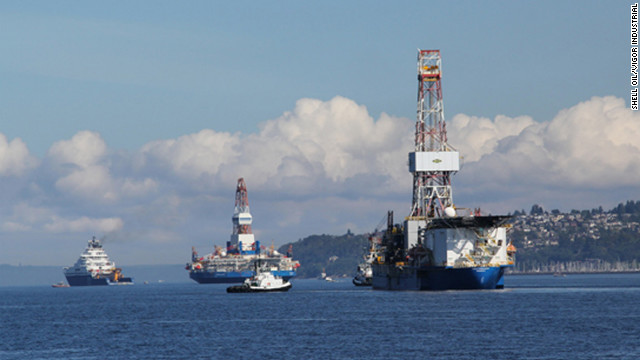 Shell Oil plans to use its Noble Discoverer, right, for drilling in the Arctic.