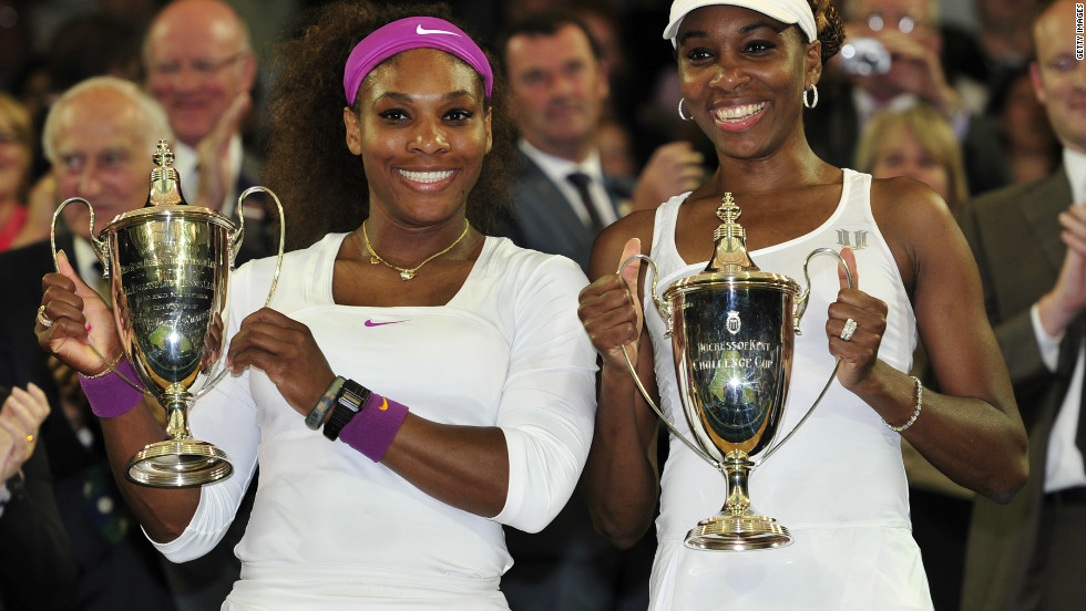 By defending her Stanford title on Sunday, Serena Williams (left) equaled her older sister Venus&#39;  record of 43 WTA  tournament victories, the most by any player still active on the Tour.  Former world No. 1 Serena retained her ranking of fourth, achieved by winning her fifth Wimbledon title this month. She also won the doubles with Venus. 
