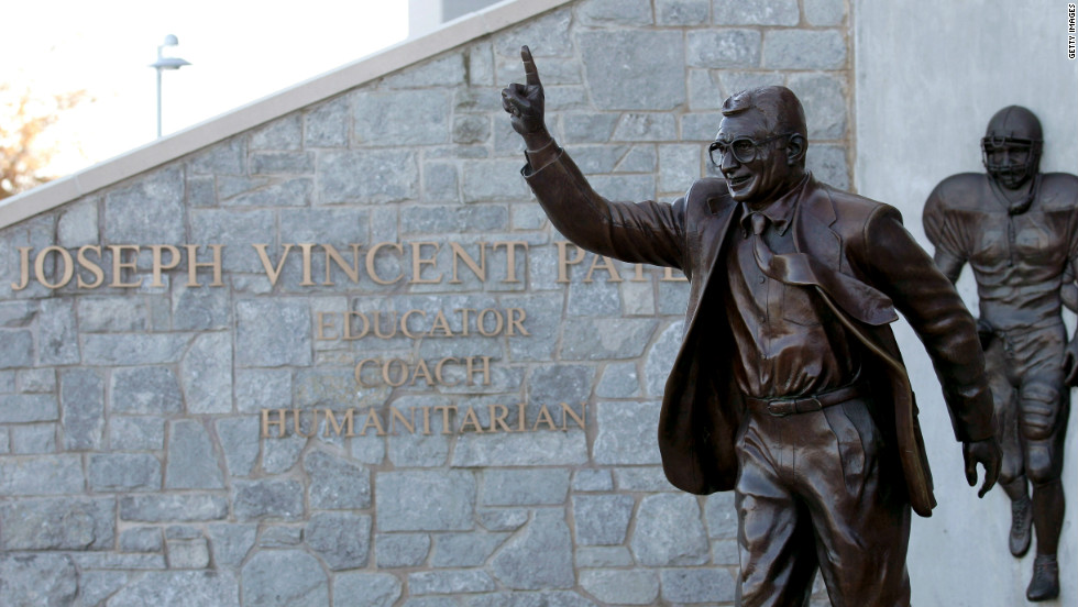 The statue of Paterno outside Beaver Stadium was among many vestiges of his years as head coach. After his legacy was tarnished it was removed from its pedestal in 2012.