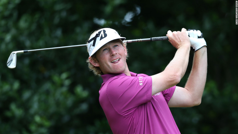 Brandt Snedeker of the United States, who started the day in second place at -7, hits his tee shot on the first hole Sunday.