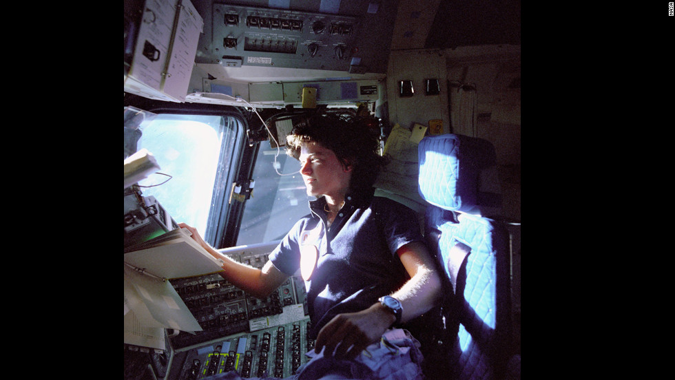 Ride takes her seat aboard the Challenger on June 19, 1983.