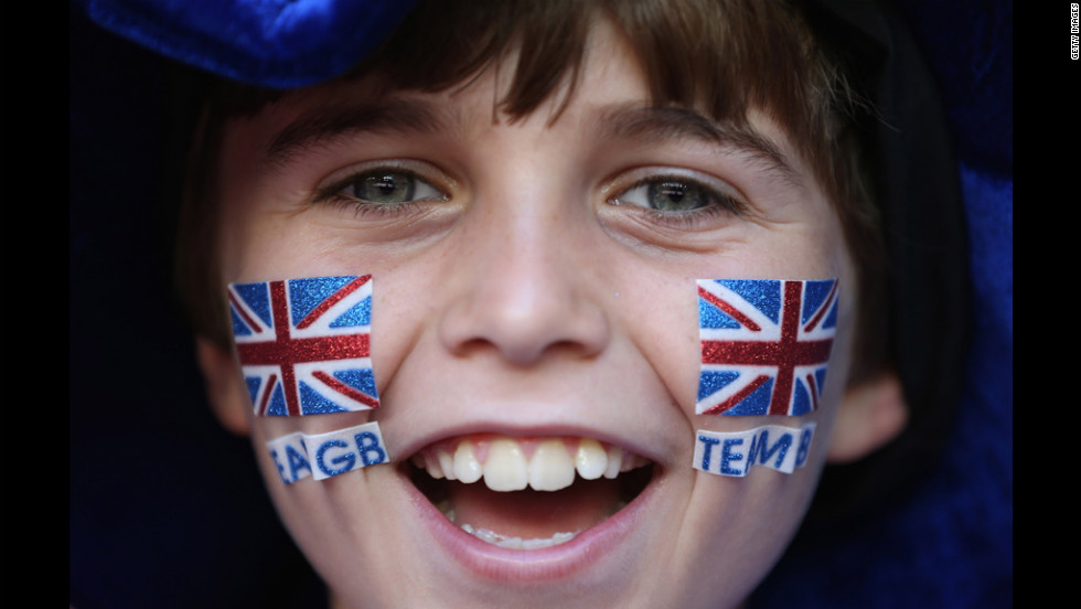 A fan shows his support during the soccer match between Great Britain and New Zealand on Wednesday. 